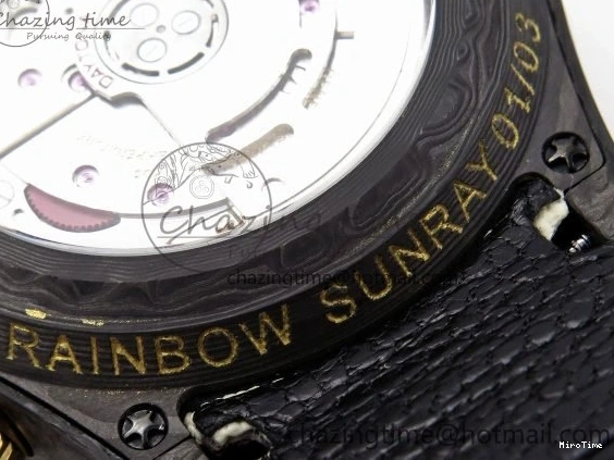 MiroTime 0513 Refined Daytona DIW Carbon Case DIWF Edition Black White Dial Orange Diamonds Bezel on White Nylon Strap A 1668